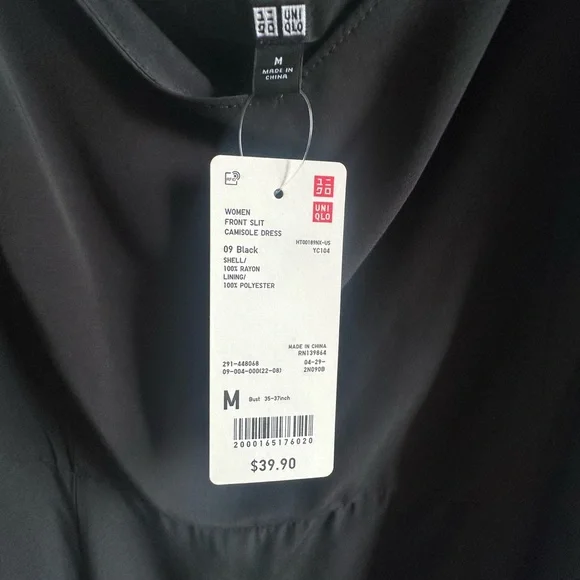 Uniqlo Black Front Slit  Camisole Dress - Picture 2 of 6